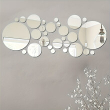 Lot de 32 stickers muraux ronds en acrylique effet miroir 3D, autocollants pour chambre, salon, salle à manger, dortoir, cuisine et salle de bain.