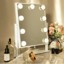 Hollywood Style Tabletop Makeup Vanity Mirror 9 LED Blubs White Color