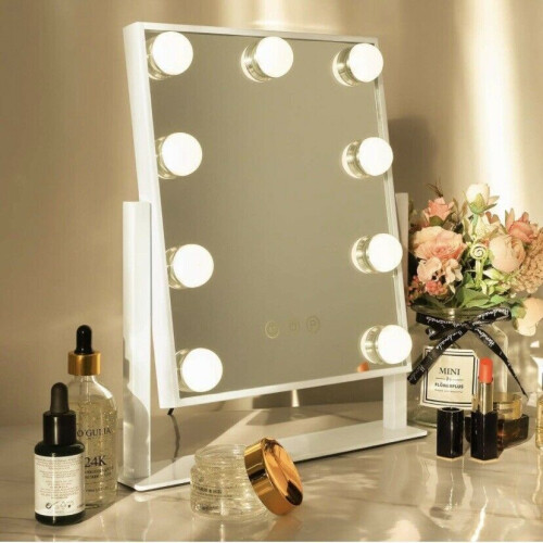 Hollywood Style Tabletop Makeup Vanity Mirror 9 LED Blubs White Color