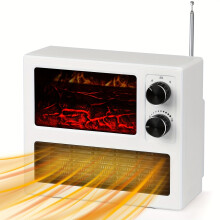 Draagbare snelle verwarming van 1000 W, draagbare mini-elektrische verwarming in retrostijl met thermostaat voor kantoor, thuis, Thanksgiving, wit