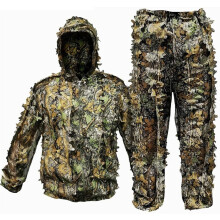 Kleding voor volwassenen met 3D-bladcamouflage, jachtpak voor buitenspellen，Boscamouflagejas en -broek, lichtgewicht uitrusting, geschikt