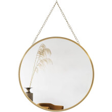 30x30cm Circle Mirror Wall Decor Gold Round Mirror with Hanging Chain for Bathroom, Bedroom, Vanity, Living Room, Entryway