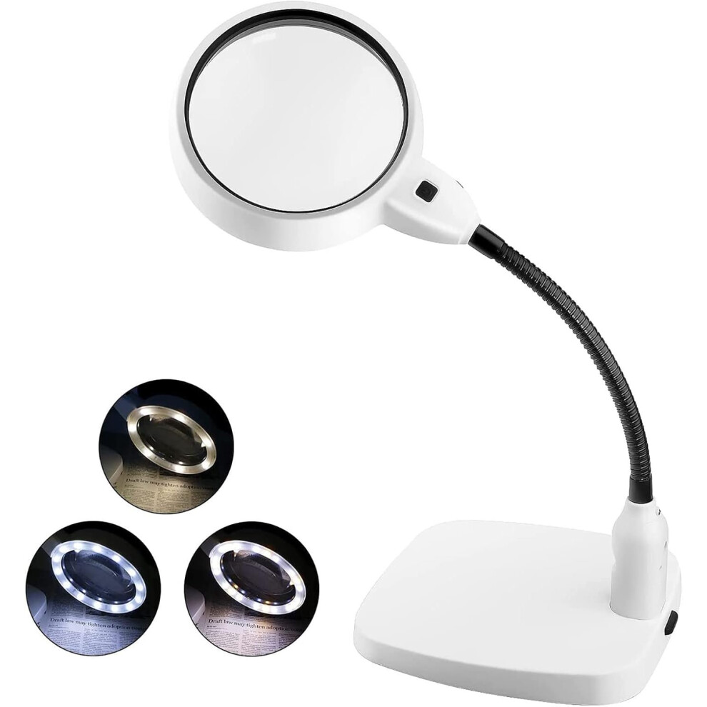 Shenzhenshiwusongmaoyiyouxiangongsi Led Magnifier Lamp With 10X Lighted Magnifier With Weighted Base 4.7Â Lens For Clear Magnification Desktop Magnifying Glass