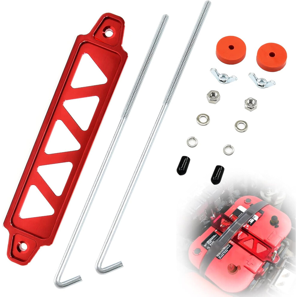 Battery Hold Down Bracket, Aluminum Alloy Battery Tie Down Bracket, Battery Tray, Red 749764121544
