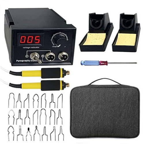 Outil de pyrogravure 60W, machine à pyrogravure, kits de pyrogravure professionnels, kit de stylo pyrogravure avec 20 pièces