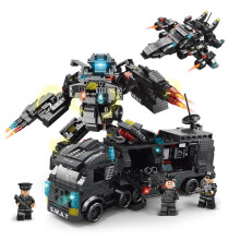 Jeu de construction de la police spéciale de la ville, robot transformable, petites particules, jouet à assembler pour enfants