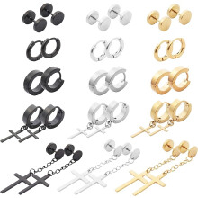 15 Pairs Stainless Steel Stud Earrings for Men Hypoallergenic Earrings Cross Earrings Unisex Punk Earrings Men Earrings Hoop Earrings