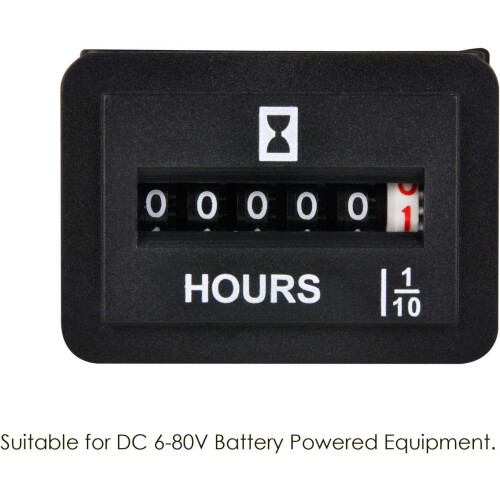 JR-HM001 Snap in Mechanical Hour Meter Rectangular Hour Meter for DC 6V to 80V Power Equipment 1