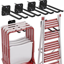 4-teiliges Metall-Hängeregal mit Schraubbefestigung, Wandmontage, Mehrzweckhaken für Kinderwagen, Elektrowerkzeuge und Gartengeräte