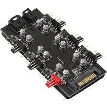 12V 4Pin PWM & 5V 3Pin ARGB with SATA 15Pin Power 2-in-1 Hub 6 Way Sync CPU Cooling Fan Addressable RGB Lighting PCB