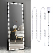 Hollywood Glam LED Vanity Lights Kit, 10ft Dimmable Vanity Mirror Lights, Full Body Mirror & Bathroom Mirror Lighting, Plug In Floor