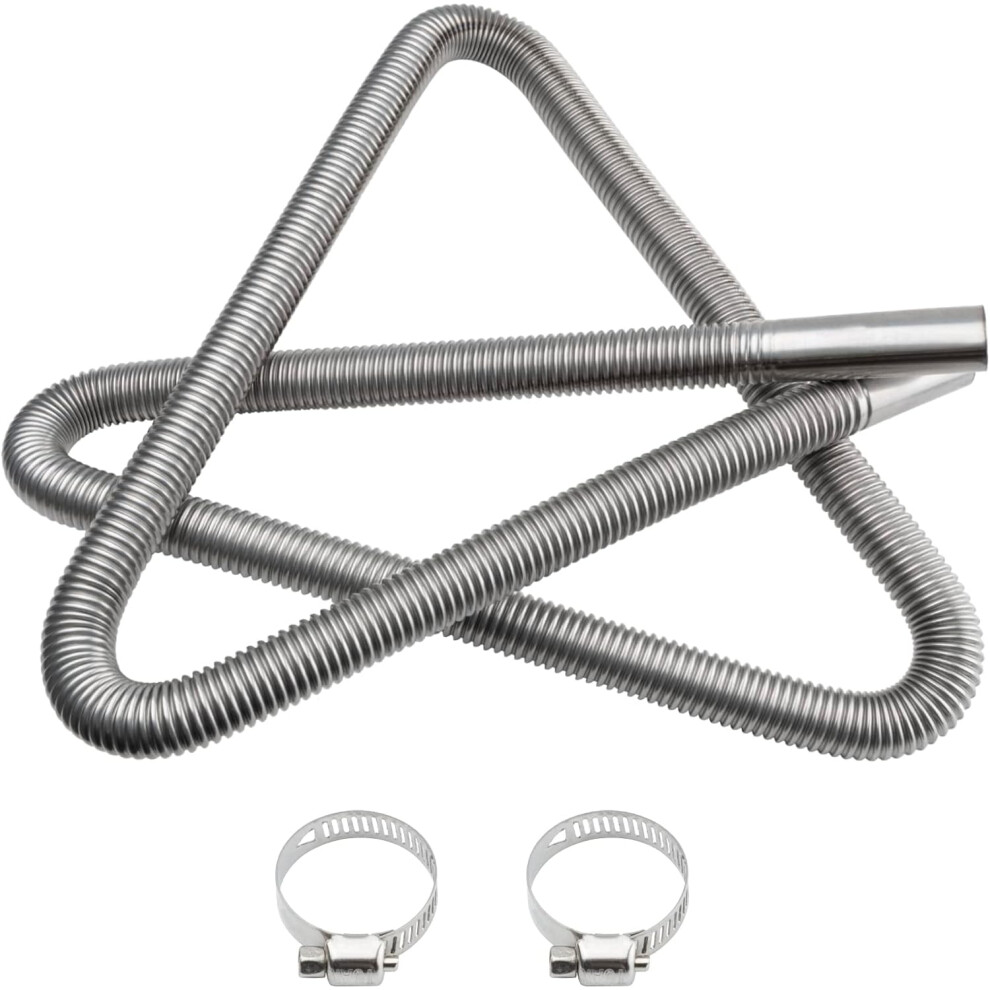 Diesel Heater Exhaust Pipe 200Cm With 2 Clamps, D:2.5cm Stainless Steel Flexible Parking Air Heater Fuel Tank Gas Vent Hose For Auto 749764122367
