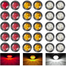 30 stuks 3/4" ronde LED-markeringslichten voor voor-, achter- en zijmarkeringslichten, 12V waterdicht, geschikt voor vrachtwagens, trailers, auto