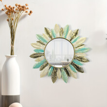 1pc 3D Feather Mirror Wall Hanging, Wall Decor Living Room Bedroom Bathroom Wall Decoration Hanging Decor Wall Decor Hanging Painting