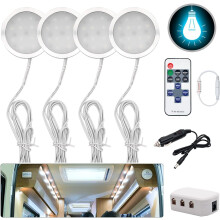 Interior LED Spot Light 12V 3W Recessed Ceiling Downlight For T4 T5 Camper Van, Lorry, Caravan, Motorhome, Boat, Bus (4 Lights)