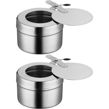 2PCS Stainless Steel Fuel Holder with Safety Cover, Chafer Wick Fuel Holder, Buffet Warmer Warming Trays Perfect for Buffets and Catering Events
