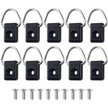 10 Pcs Kayak D Ring, Black Canoe D Buckle Tie Down Loop With M6 Screws, Safety Kayak D Rings Accessory Parts