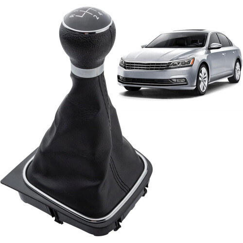 6 Speed Shift Knob Compatible with GOLF 5 6 JE-TTA 5 6 EOS SCI-ROCCO Chrome Manual Shift Guide Knob Ring Frame