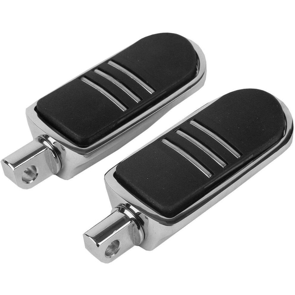 Chrome Rubber Inlay Streamliner Foot Pegs Motorcycle Footpeg Footrest Set Fits For 1986 And Newer Harley Davidson Touring And Softail Black 749764123340
