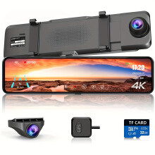 4K-spiegel dashcam voor en achter, achteruitkijkspiegelcamera voor auto's en vrachtwagens met 11-inch IPS-touchscreen, achteruitrijcamera met Typ