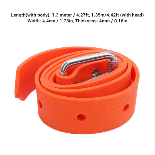 Adjustable Orange Silicone Diving Weight Belt with Quick Release Buckle 1.35m 1