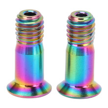 2 Stück Ti-Legierung Regenbogen Hohl Flachkopfwellenrädchen Schraube für Mountainbike