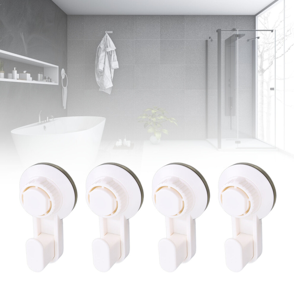 4pcs Waterproof Vacuum Suction Hook Holder for Glass Mirrors, White