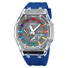Digitaluhr für Sport 50M Wasserfest, 44,3 mm, Orange, Blau, Weiß