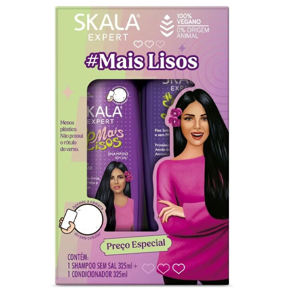 SKALA Mais Lisos Hair Shampoo And Conditioner Set |Enhances softness and manageability - 2 x 325ml