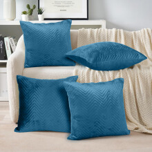 (Pack of 4-Cushion Covers Only, Teal) Embossed Velvet Cushion Cover & Filled Cushions
