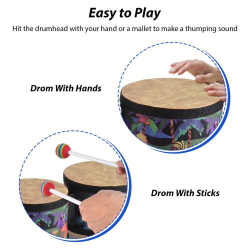 5/6-Inch Floor Drum Percussion Instrument with Mallets - Musical Gift 2