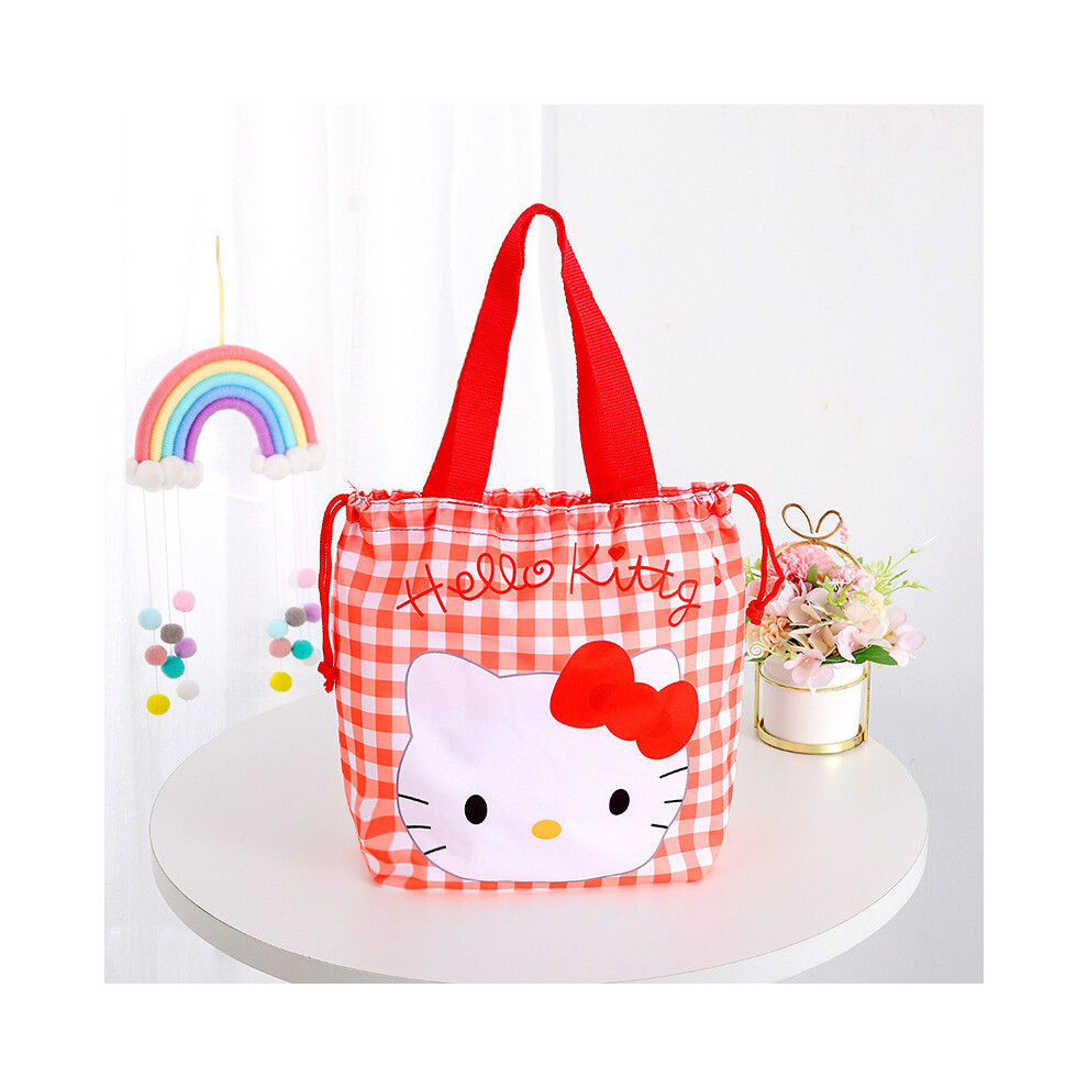 (Kt) Melody Cartoon Pattern Multiuse Drawstring Grid Bag With Handle Use Daily For-image-OPC-PJ9NGM2-NEW