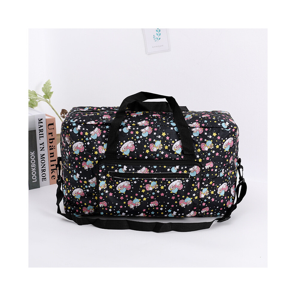 (Black Double) Melody Foldable Kuromi Travel Bag With Fixed Trolley Strap Travel Outdoor For-image-OPC-PJ9NJ2X-NEW