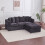 Living And Home Chenille Upholstered 3-Seater Corner Sofa with Footstool 1