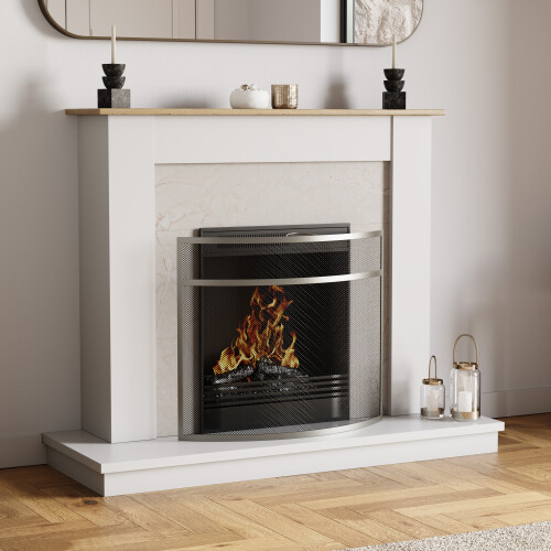 (Nickel) Buckton Fire Screen Guard Fireplace Accessory