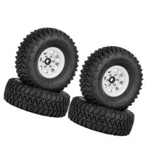 Lot de 4 jantes et pneus à talon métallique 1,55 pour voiture à chenilles RC 1/10 Axial Jr D90 CC01 LC70 MST, blanc