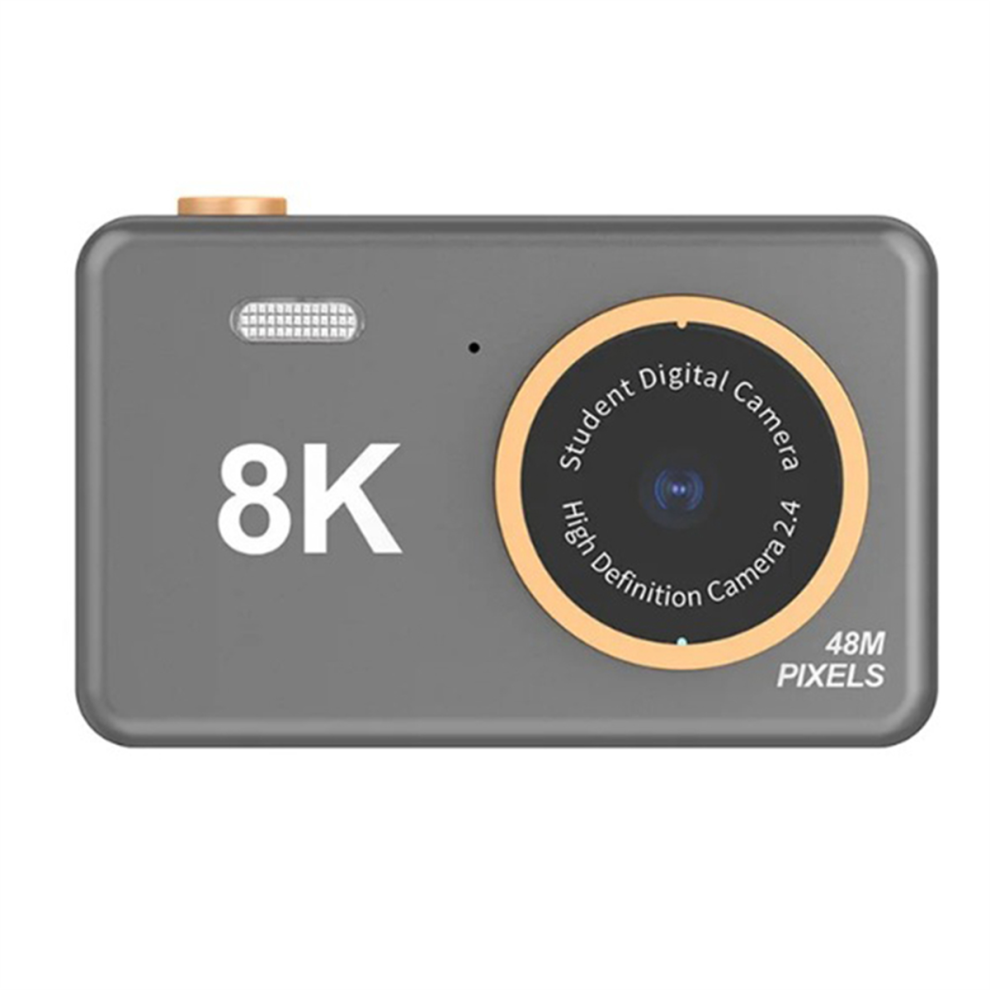CáMara Digital Hd 8K Para Estudiantes, PortáTil, MinicáMara Frontal Y Trasera, Juguete De Regalo Para NiñOs, Color Gris-image