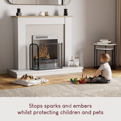 Roxby 3 Panel Fire Screen Guard for Fireplace Protector 2