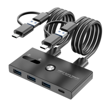 Päivitä TYPE C+USB3.0 -kytkin 2 sisään 4 ulos tulostimen jakaja näppäimistö ja hiiri/skanneri USB C KVM-kytkin