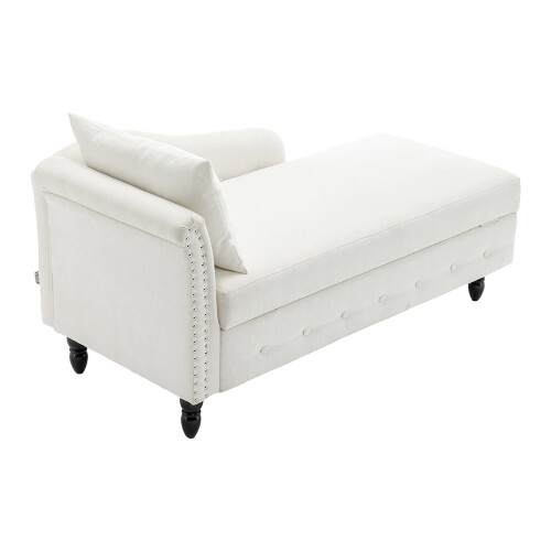 Living And Home Left Hand Facing Chenille Chaise Lounge with Storage and Pillow 2