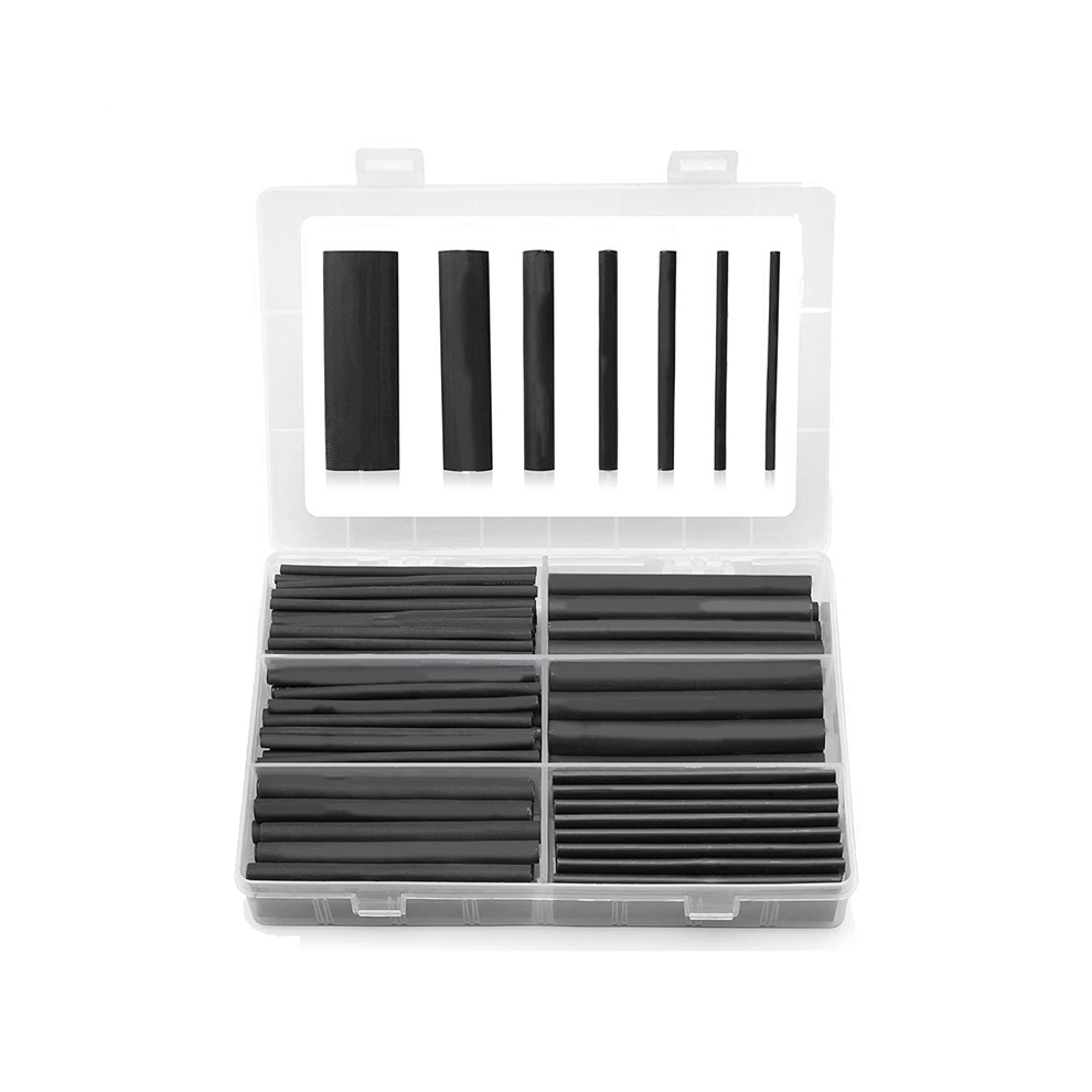 Heat Shrink Tubing Kit 3:1 Ratio Adhesive Lined, Marine Grade Wrap Industrial Heat-Shrink - Black 180 Pcs 4853041850198