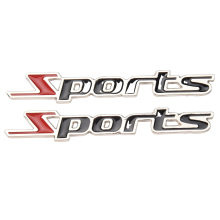 2 szt. czarno-czerwonych metalowych liter sportowych naklejek na samochód