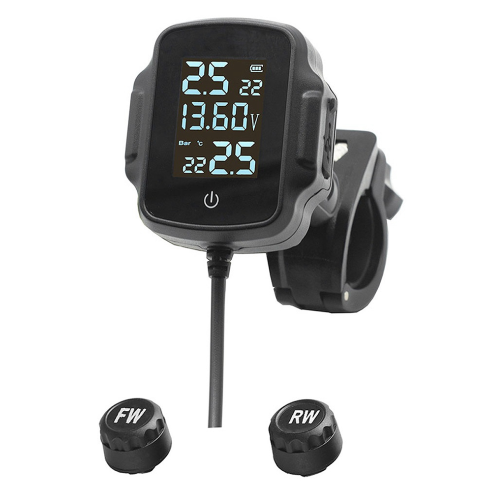 Motorcycle Tpms Motorbike Tire Pressure Monitoring System Tyre Temperature Alarm With Qc 3.0 Usb Charger 4853041854622