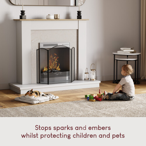 Selby 3 Panel Fire Guard - Freestanding Fireplace Screen Protector 2
