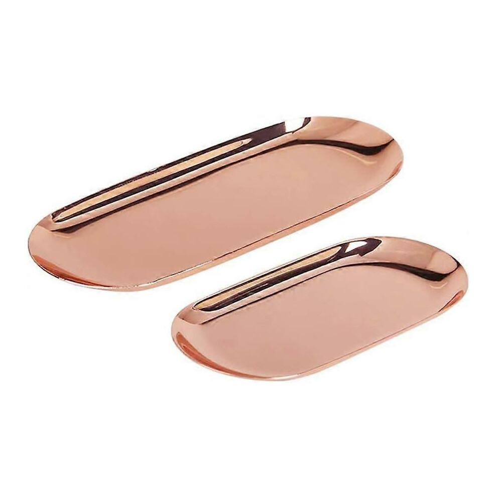 Plateau en or rose, plateau à bijoux en acier inoxydable, plateau de rangement de salle de bain, plateau