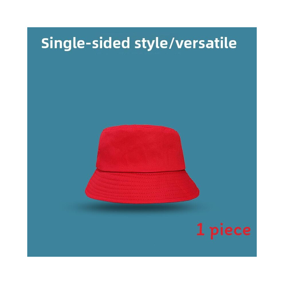 (Red) Simple Hat Fisherman With Solid Color And Single Sided Double Design For Daily-image-OPC-PJ9PGSC-NEW