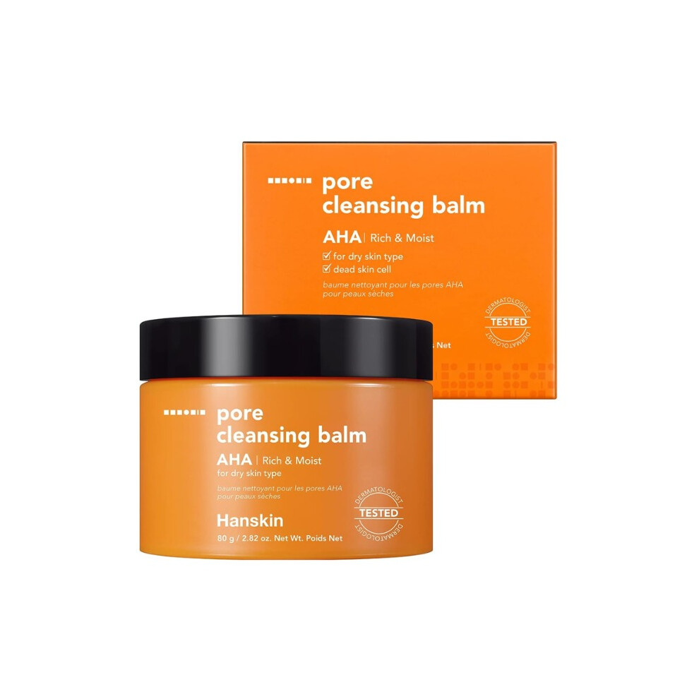 Hanskin Pore Cleansing Balm AHA Rich & Moist |Melts away makeup without irritation - 80g