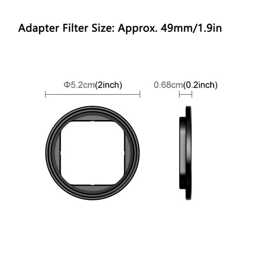 49mm Aluminum Lens Filter Adapter Ring for Ace Pro Action Camera 1
