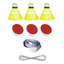 Selfstudy Badminton Trainer Set Telescopic Rod Rebound Aid-Tool