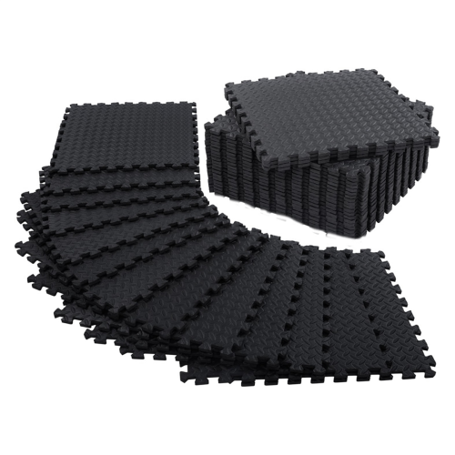 12 Pack Floor Exercise Mat for Home Gym or Padding black